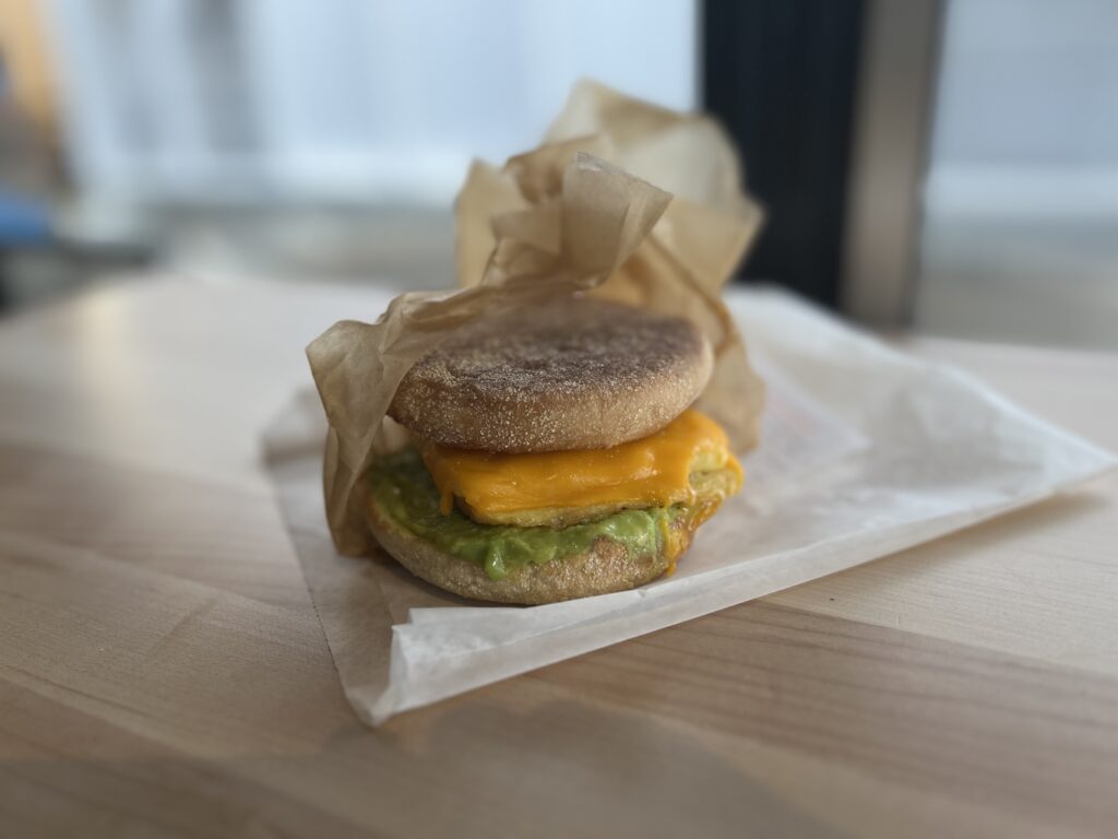 Vegan breakfast sandwich at Cloud City